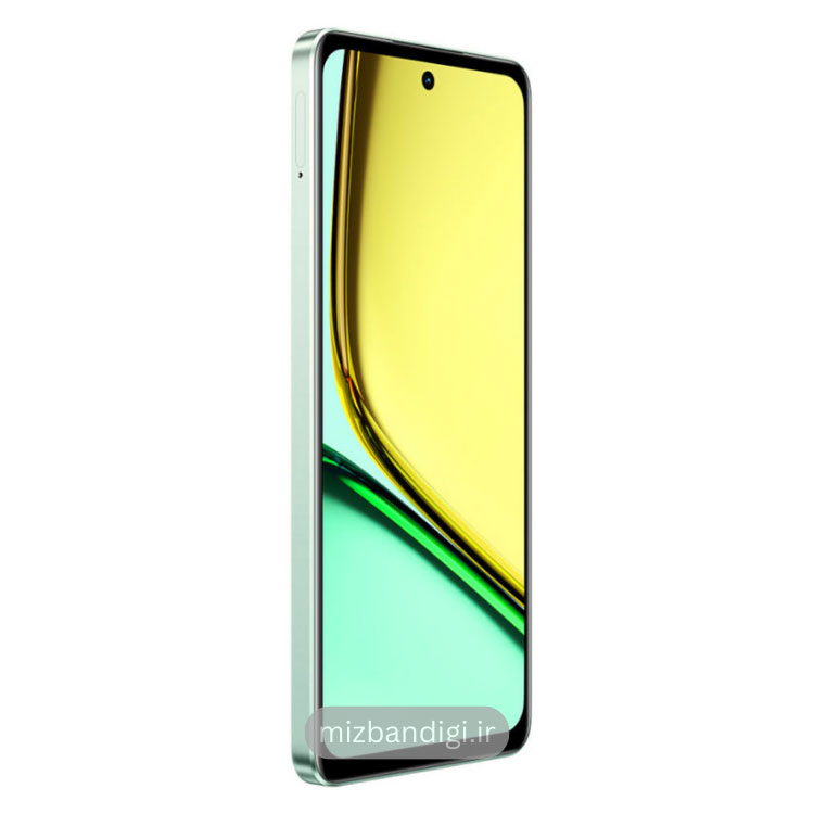 عکس نمای نیم رخ گوشی realme C67 رنگ سبز